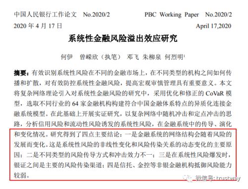 信托等非銀機構(gòu)風(fēng)險監(jiān)控 從央行論文到行業(yè)監(jiān)管實踐
